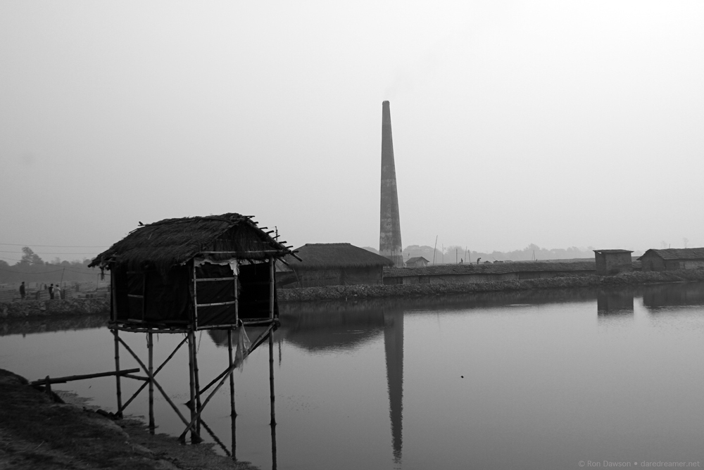The hut in context of its location near the brick factory.