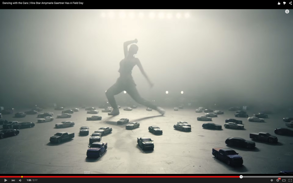 Scene from "Field Day" video "Dancing with Cars"
